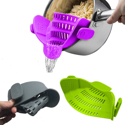 Fantastic Silicone Clip-on Strainer Draining Liquid Oil - Top Kitchen Essentials