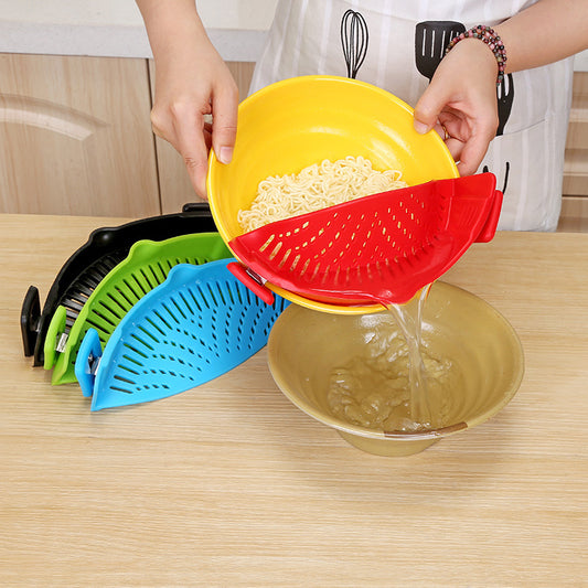 Fantastic Silicone Clip-on Strainer Draining Liquid Oil - Top Kitchen Essentials